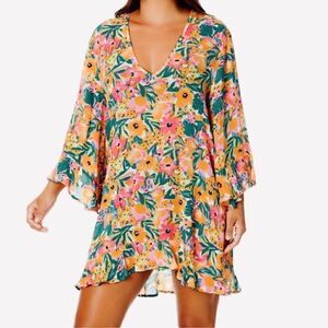 Anne Cole Women’s Limited Edition Flounce V-Neck Floral Tunic Cover-Up XS/S NWOT